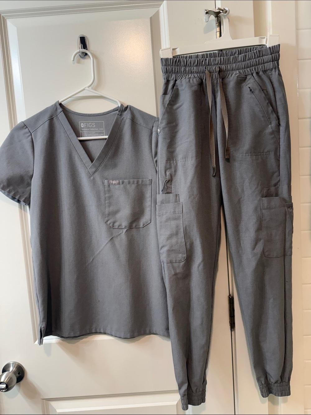 FIGS Gray Scrub set (2 tops & 1 bottom)